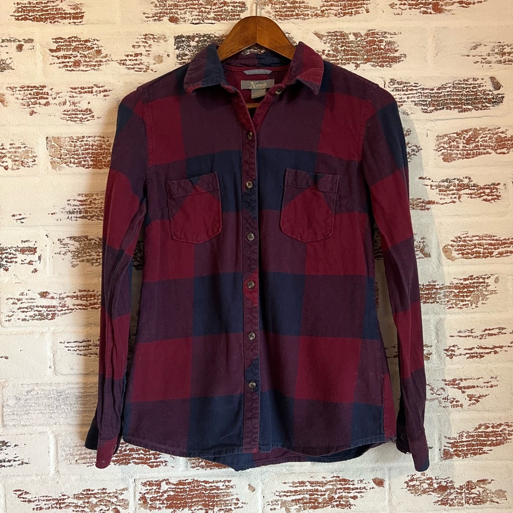 Natural Reflections Plaid Button Down Flannel Shirt Women’s Size S
